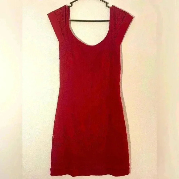 Free People Burgundy Red Lace Fairy Dress, size Small - Picture 1 of 4